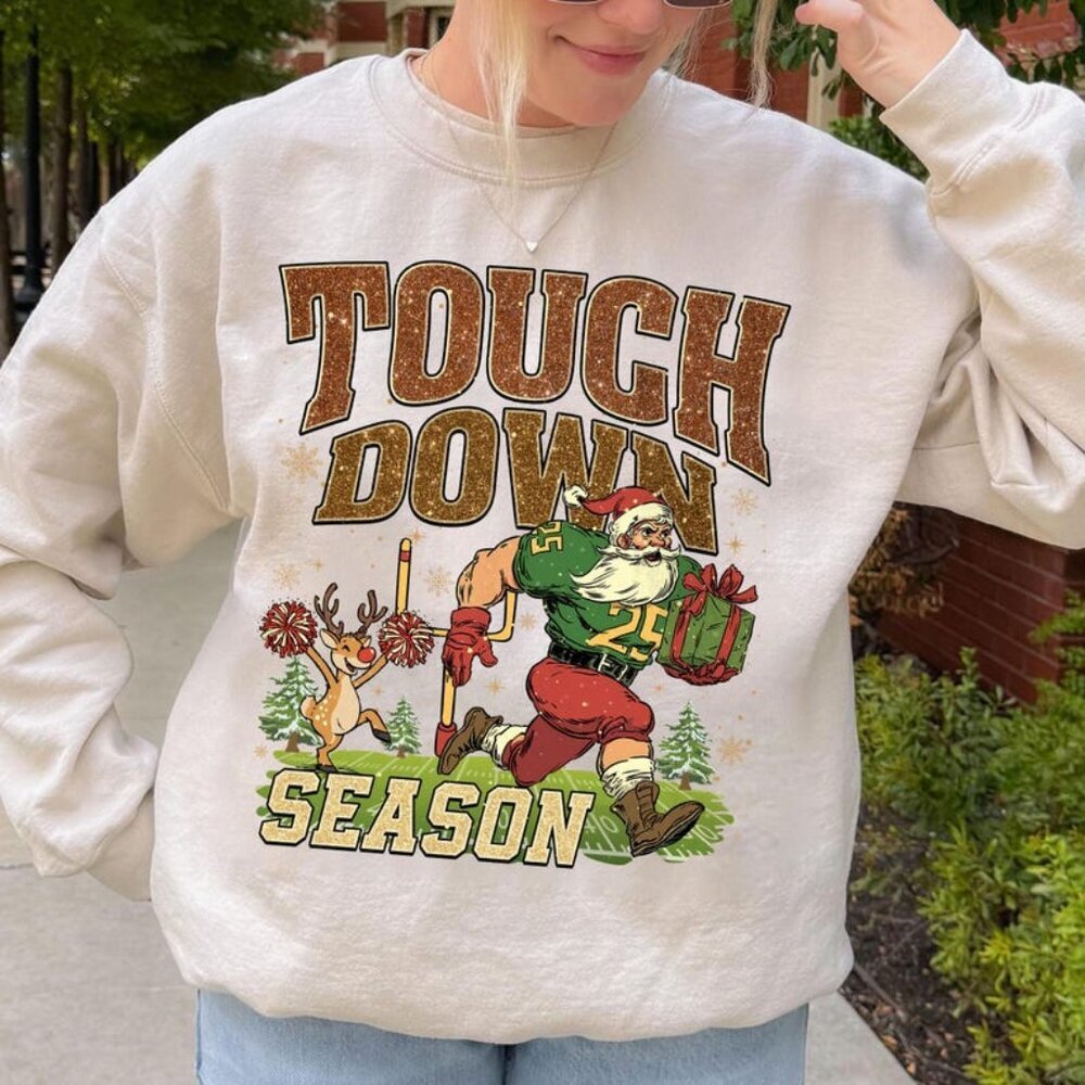 Touchdown Season Christmas Sweatshirt, Christmas Funny Christmas Football, Retro